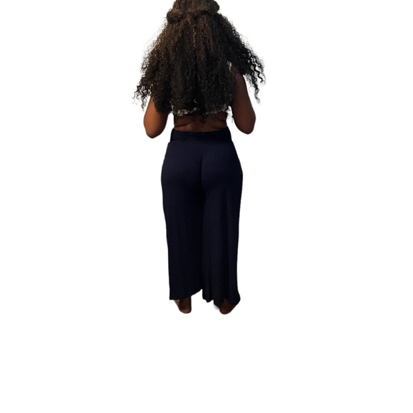 Victoria Secret Pink Elastic High Waisted Navy Blue Flare Pants, Size Large - Picture 3 of 10